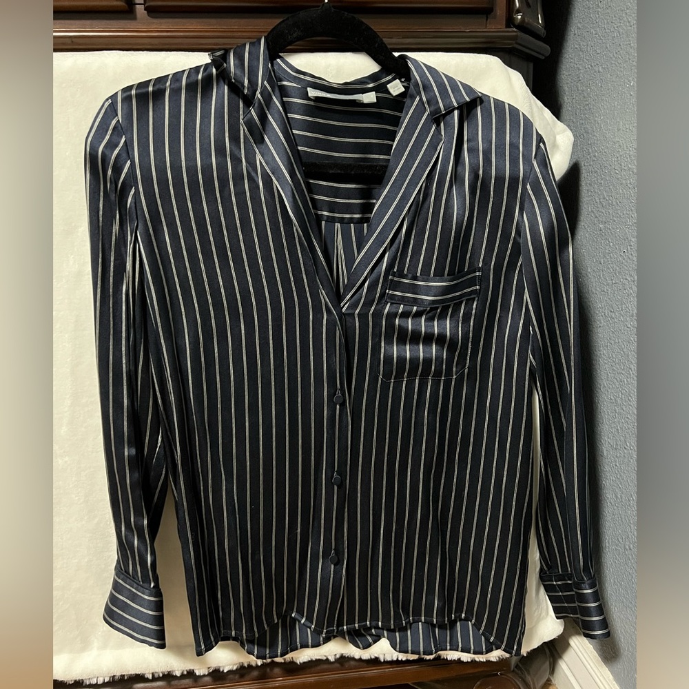 VINCE striped silk blouse